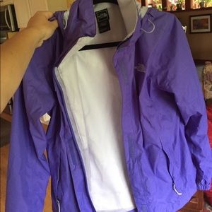 Purple north face raincoat